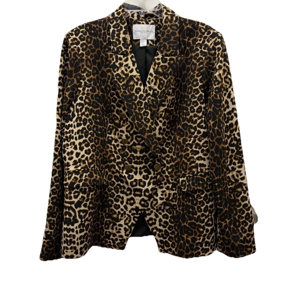 Carolina Belle Montréal Leopard Double-Breasted Blazer
